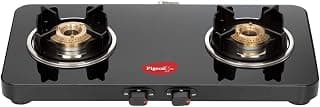 Pigeon by Stovekraft Sleek 2 Burner Ultra Slim Gas Stove with Glass Top, Manual, Black, (14763)