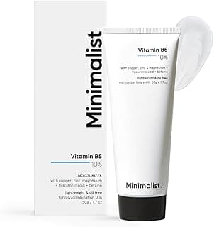 Minimalist Vitamin B5 10% Oil-Free Moisturizer for Face, Lightweight Gel Moisturizer for Oily & Combination Skin, Barrier Repair Face Cream with Glycerine 50gm