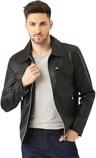 Leather Retail Men's Black Solid Jacket