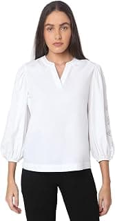 VERO MODA Women's Cotton Solid Regular Fit T-Shirt