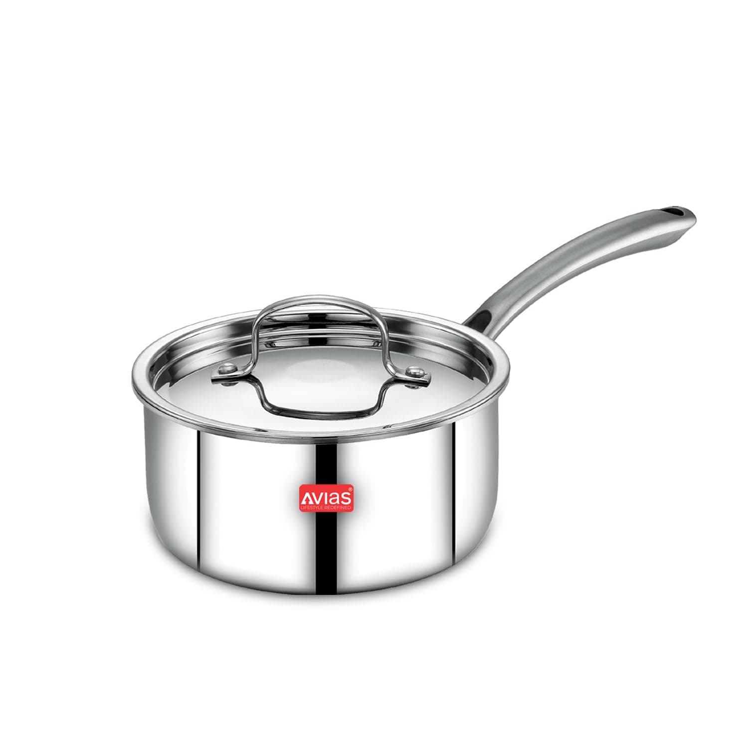 AVIAS Riara Triply Stainless Steel Saucepan with SS Lid, 1500ml, 16cm | Triply Base for Even Heating, Food Grade Stainless Steel, Gas & Induction Compatible, Ideal for Everyday Use, Capacity-1500ml