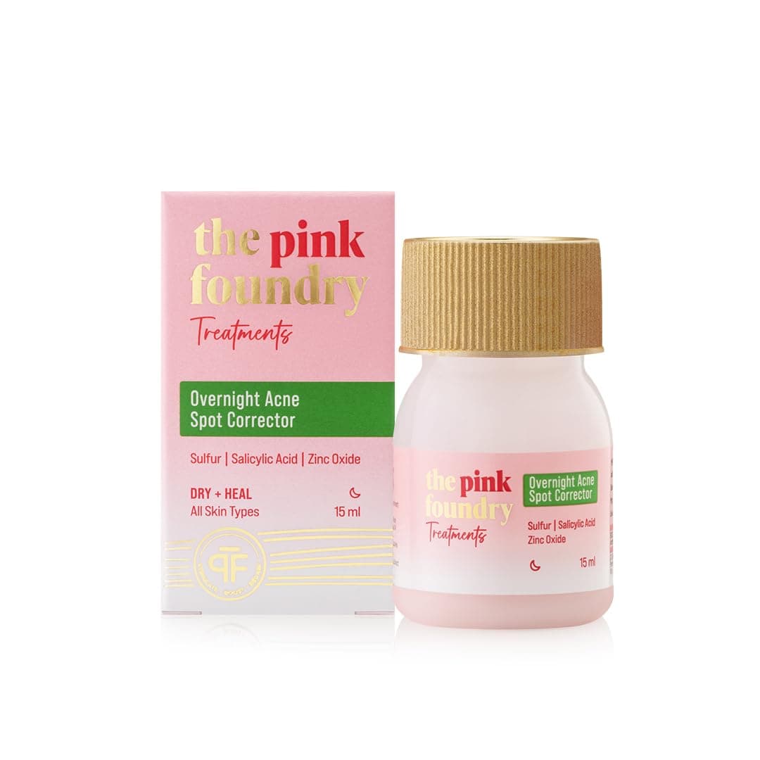 The Pink Foundry Acne Spot Corrector with Salicylic Acid & Sulfur for Active Acne, Blackheads & Whiteheads | Reduce pimple with overnight use | All Skin Types | Dermatologically Tested | 15ml