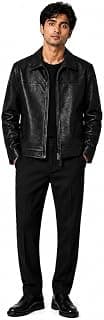 Generic Men's Faux, Leather Standard Length Designer Jacket Black Medium