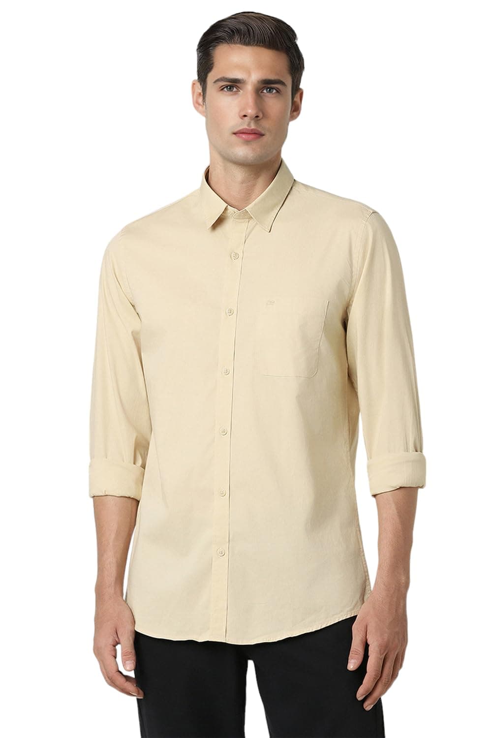Peter England Men's Premium Stretchable Cotton Solid Casual Shirt