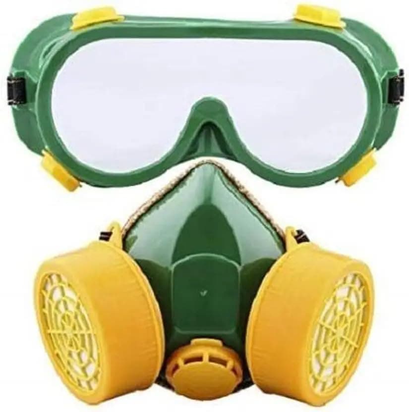 Jitaharay Dual Anti Dust Spray Paint Industrial Chemical Gas Respirator Mask Glasses Set