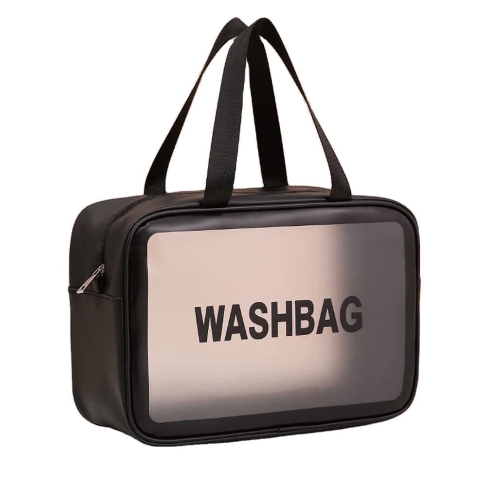 INOVERA (LABEL) Makeup Organizer Bag - Travel Cosmetic Toiletry Storage Pouch - Water-Resistance Vanity Washbag for Women, Girls (Black)