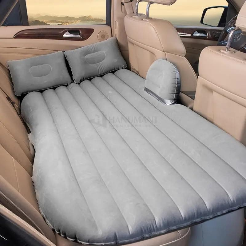 Premium Car Inflatable Bed with Pump & 2 Air Pillow|Quick Inflatable Back Seat Bed|Car Inflatable Mattress|Car Bed Mattress|Car Bed For Kids,Travel,Trip,Camping,Picnic,Pool & Beach|Universal Fit|Grey