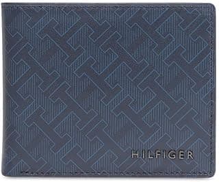 Tommy Hilfiger Porec Men Leather Global Coin Wallet - Navy | 2 Compartments | 2 Pockets | 4 Card Slots | Printed Pattern for Formal, Casual & Gifting