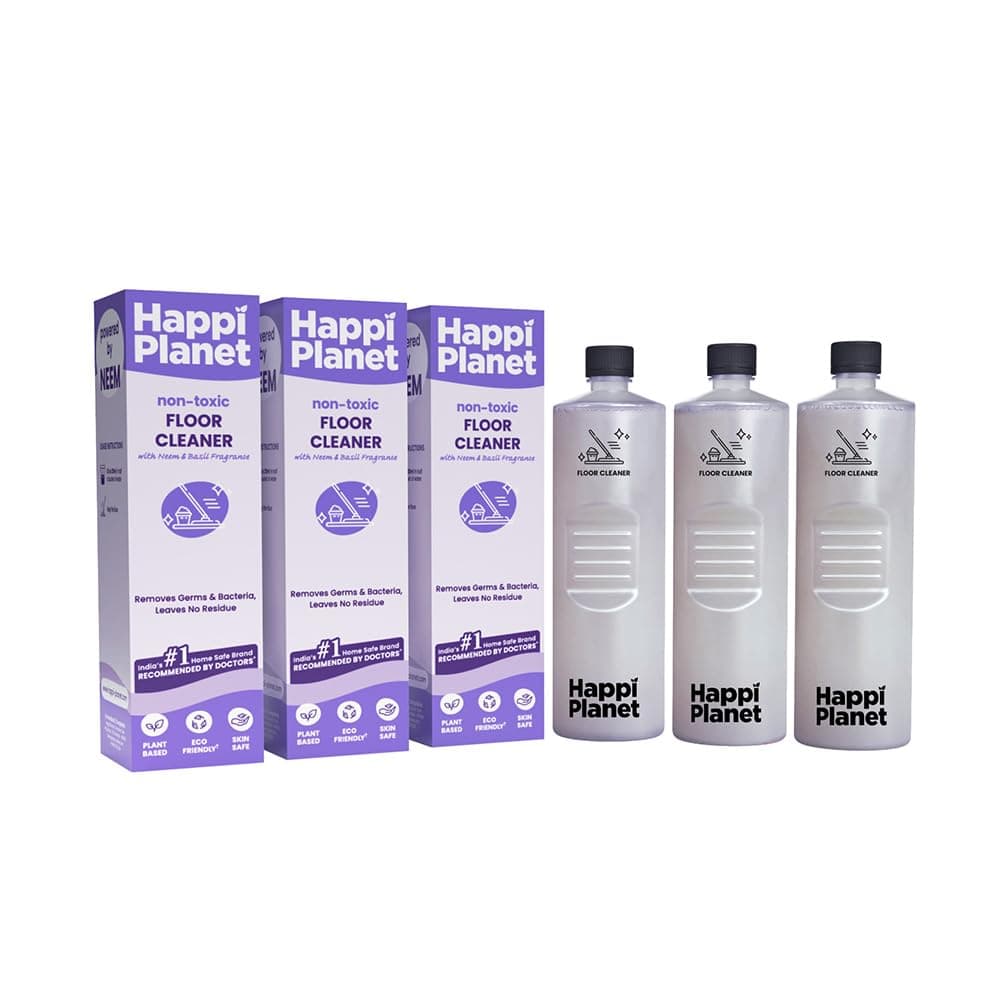 Happi Planet | Organic & Herbal Floor Cleaner, powered by Neem | 3000ml | Natural, Plant Based, Non Toxic, Biodegradable, Eco-Friendly | Kills 99.9% Germs, Leaves No Residue, Pet & Baby Safe