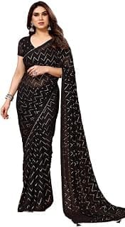 Satrani Women'S Georgette Floral Print Saree With Unstitched Blouse Piece