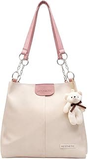 AESTHETIC HANDBAGS AESTHETIC Women’s Shoulder Handbag | Elegant PU Leather Tote with Chain Strap | Stylish Daily Use Purse for Office, College & Casual Outings-T-06