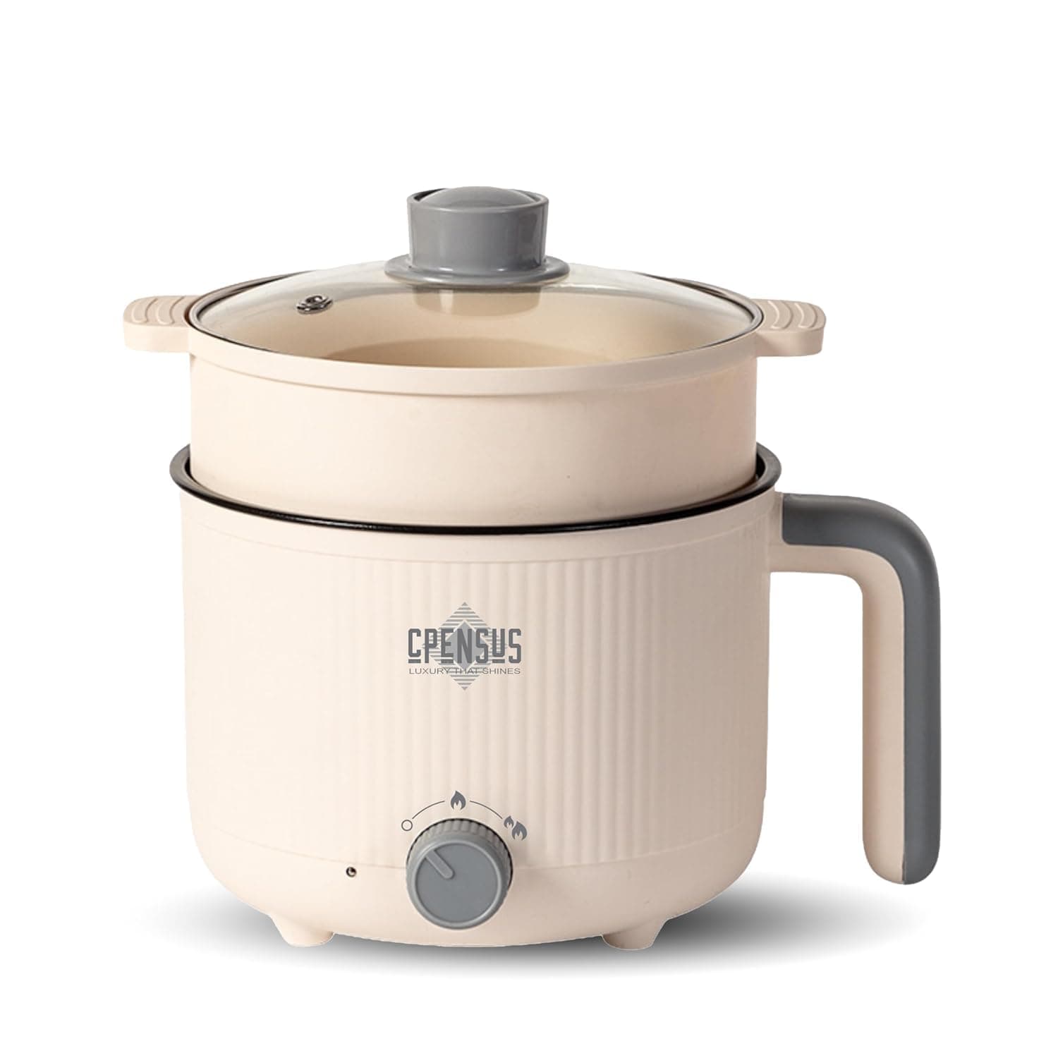 CPENSUS Travel multipurpose kettle with steamer 1200 inner pot Non-stick hotpot cooker for cooking hot water rice idli momos tea 600W Portable hostel