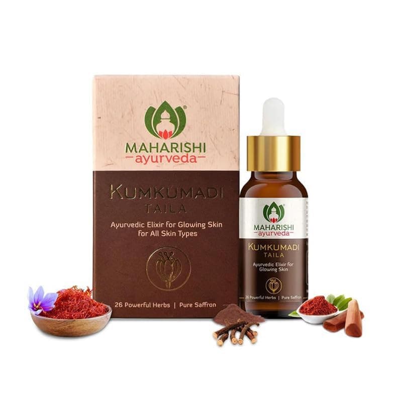 Maharishi Ayurveda Kumkumadi Tailam 10 ml Pack of 1 Face Serum Oil for Glowing Skin and Even Complexion Made with Potent Herbs Ideal for All Skin Types and No Side Effects