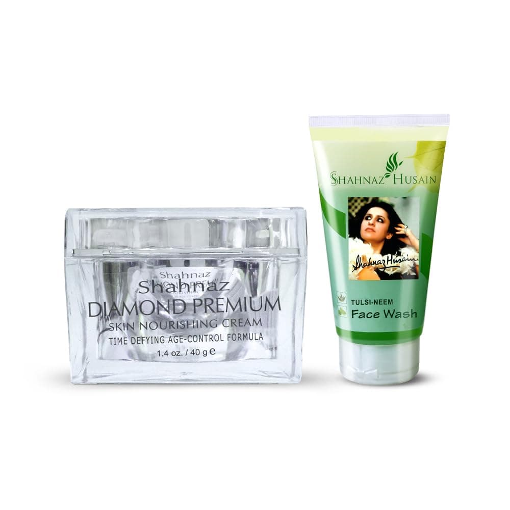 Shahnaz Husain Diamond Premium Skin Nourishing Cream 40g + Tulsi Neem Face Wash 50g | Skin Care Combo Pack