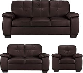 Torque Antos Modern 6 Seater Leatherette Sofa 3+2+1 Seater -Dark Brown | Comfortable 6 Seater Sofa Couch | Leatherette Sectional 3+2+1 Seater Sofa for Living Room
