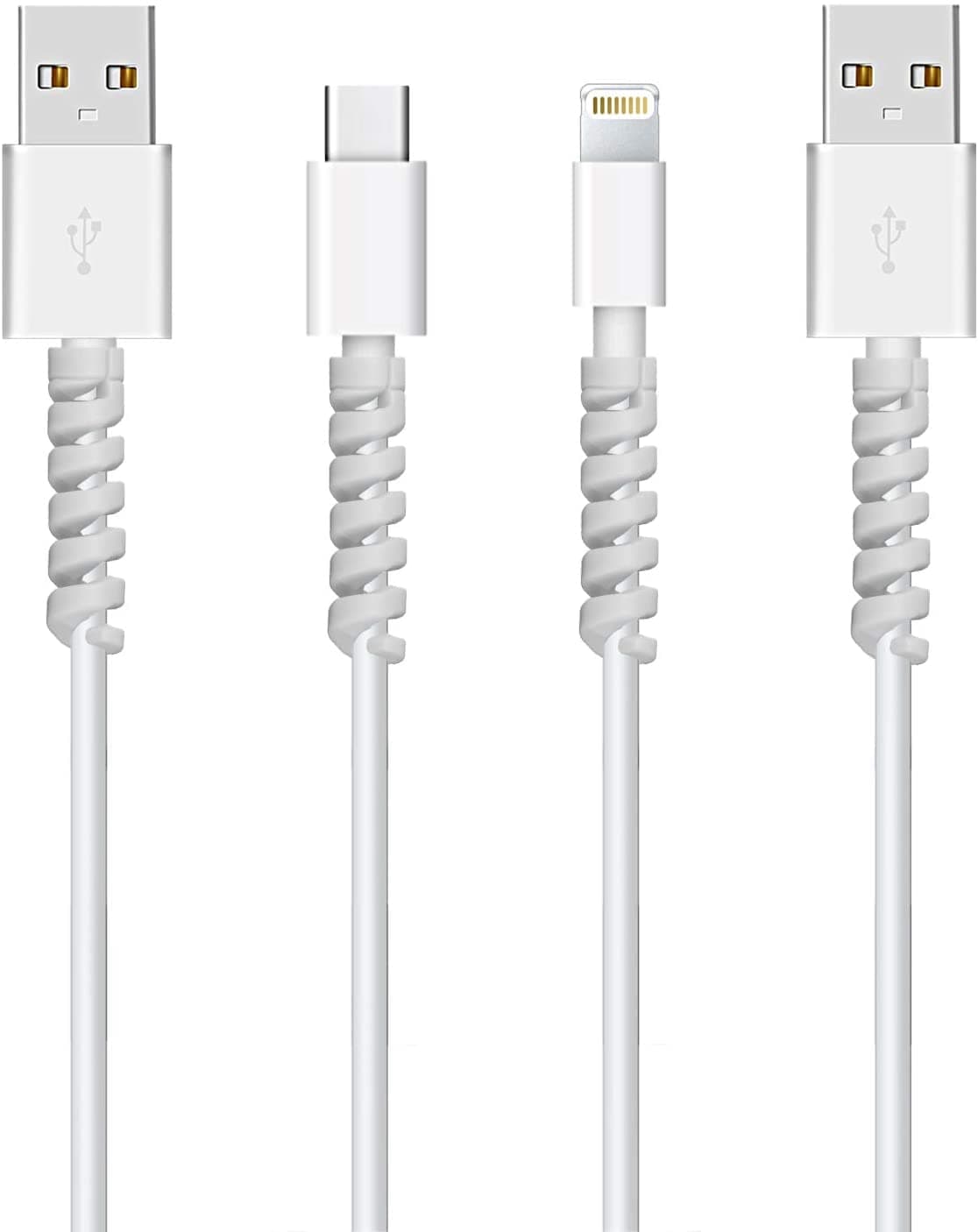 STRIFF 12 Pieces Highly Flexible Silicone Cable Protectors, Charger Cable Protector, Charger Protector, Wire Protector, Charging Cable Protector (White)