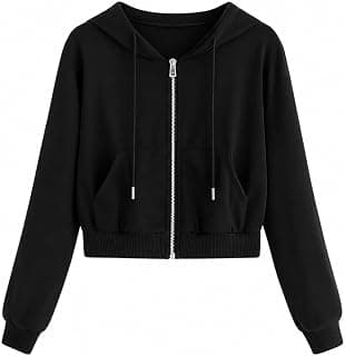 Women's Solid Crop Hoodie Jacket with Full Zip | Long Sleeve Drawstring Hooded Sweatshirt | Casual Cotton Blend Cropped Jacket for Winter, Travel, Gym Rakhi Gift for Sister