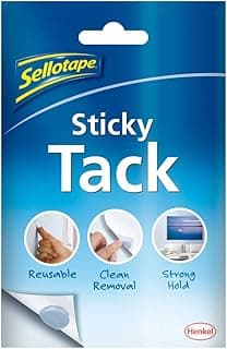 Sellotape Sticky Tack For Home & Office,Reusable Adhesive Ideal For Hanging Photos,Cards Or Decorations,Can Be Repositioned & Reused,Strong Hold,Easy To Use,No Mounting Needed,45G,Multicolor,18cm