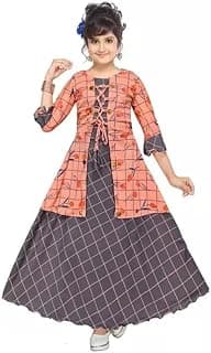 Generic Girl's Cotton Casual Mix-and-Match Long Anarkali Gown Kurta
