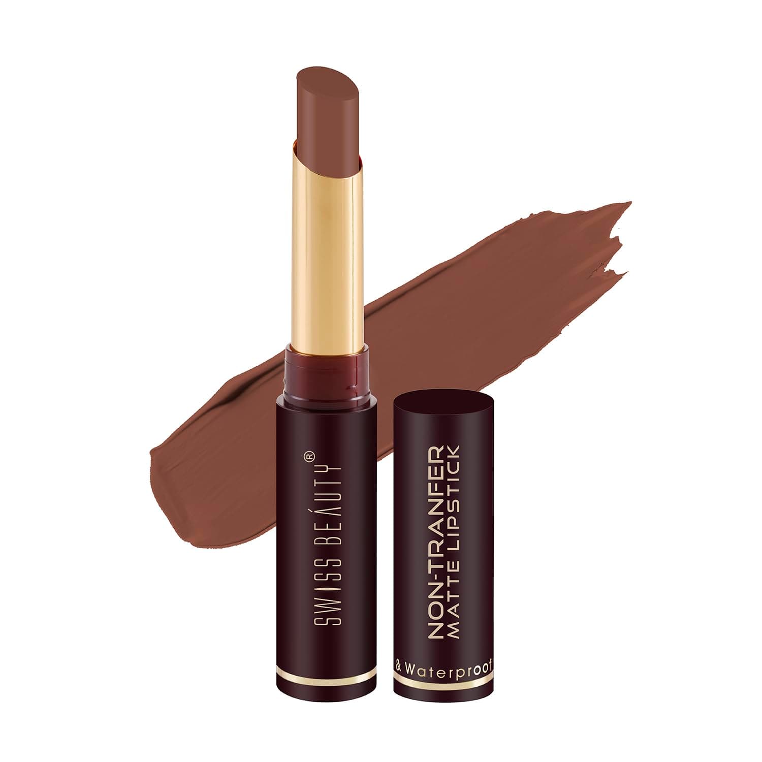 Swiss Beauty Non-Tranfer Matte Lipstick, Smooth & Waterproof, Cute Nude, 2g