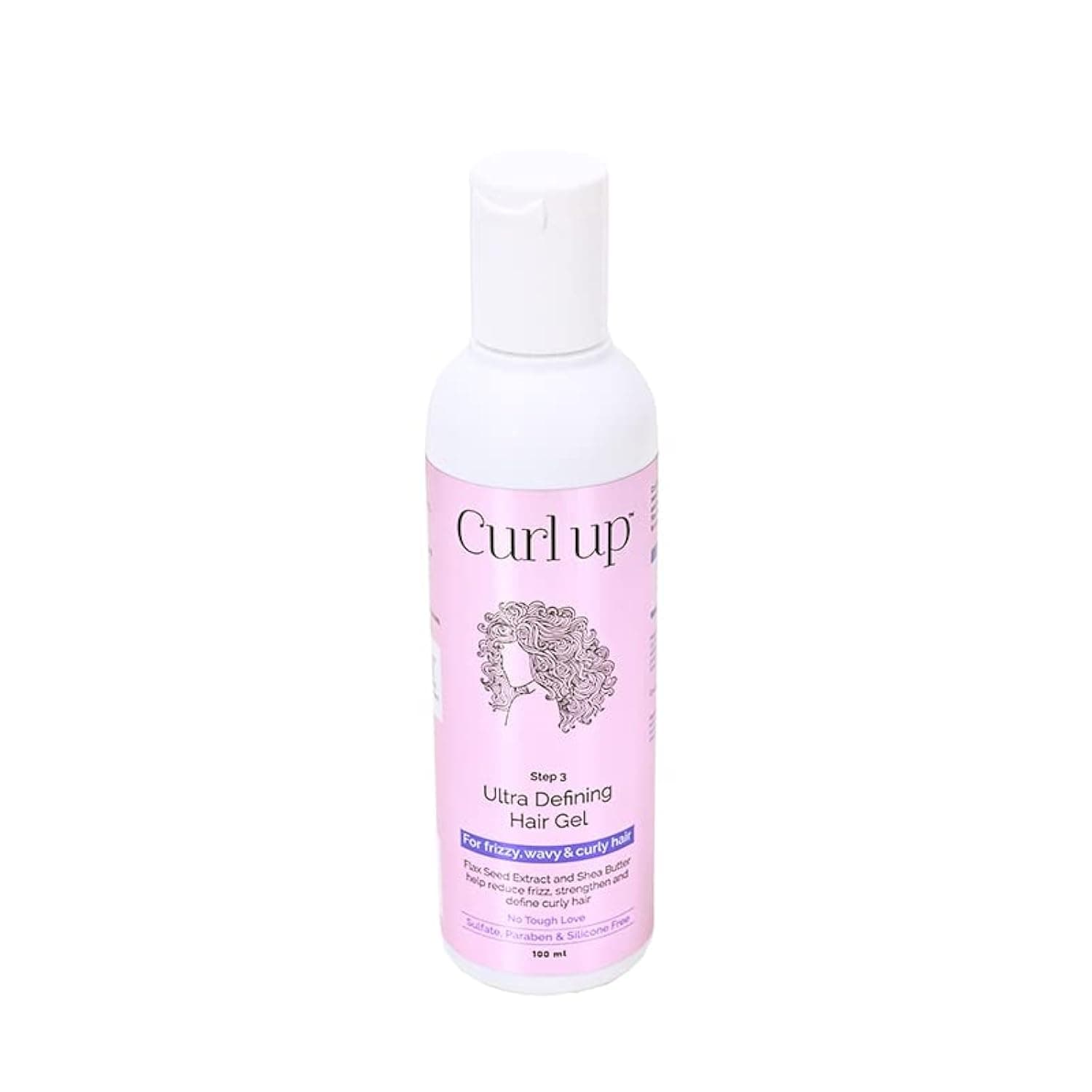 Curl Up Ultra Defining Hair Gel | Strong Hold Flaxseed Hair Gel | For Dry Frizzy, Wavy & Curly Hair | Sulphate Paraben & Silicone Free 100ml