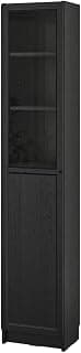 Billy/OXBERG Bookcase with Panel/Glass Door, Black Oak Effect, 40x30x202 cm (15 3/4x11 3/4x79 1/2 ")