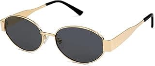 Dervin Fashionable Retro Oval Sunglasses for Women & Men | Trendy, Stylish & Classic 90s-Inspired Design | UV400 Protection & Durable Metal Frame
