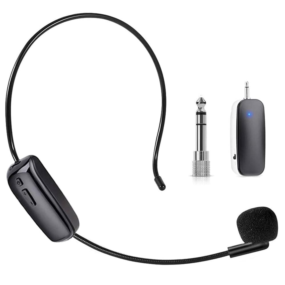 DEVICE OF URBAN INFOTECH AY-101 UHF Wireless Headset Mic, Microphone System Ideal for Speakers, Amplifier PA System for Live Streamer, News Presenter with 3.5mm to 6.35mm Port Converter