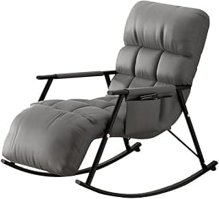 Inditradition Recliner Rocking Chair with Arm and Foot Rest, Louge Chair with 5 Reclining Position Upto 180° | Durable Metal Frame with Microfiber Padding (Grey, 38x24 Inches, Foldable)
