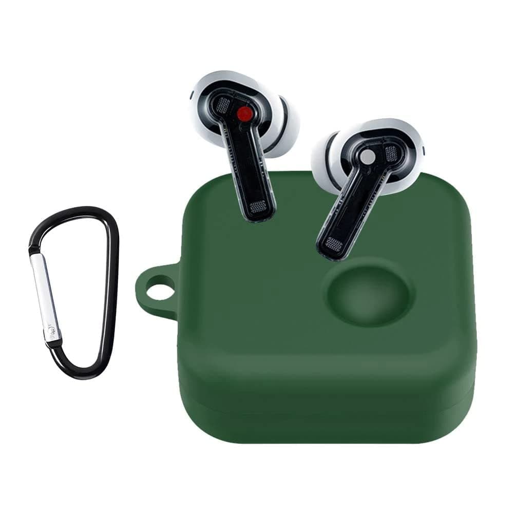 Amazon Basics Case for Nothing Ear 1, TWS Soft Silicone Pouch with Hook, 360° Full Shock-Absorbing Protection (Green) (Cover Only)