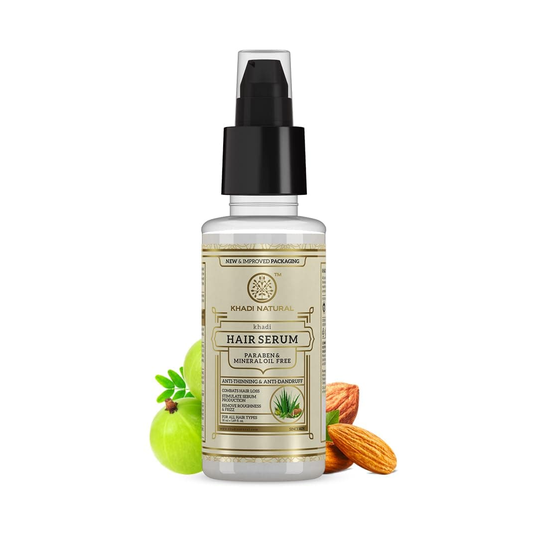 Khadi Natural Hair Serum | Lightweight Hair Serum for Smooth, Shiny & Manageable Hair | Helps Control Frizz & Improve Hair Texture | Non Sticky Hair Care Formula | Suitable for Men & Women | All Hair Types | 100ml