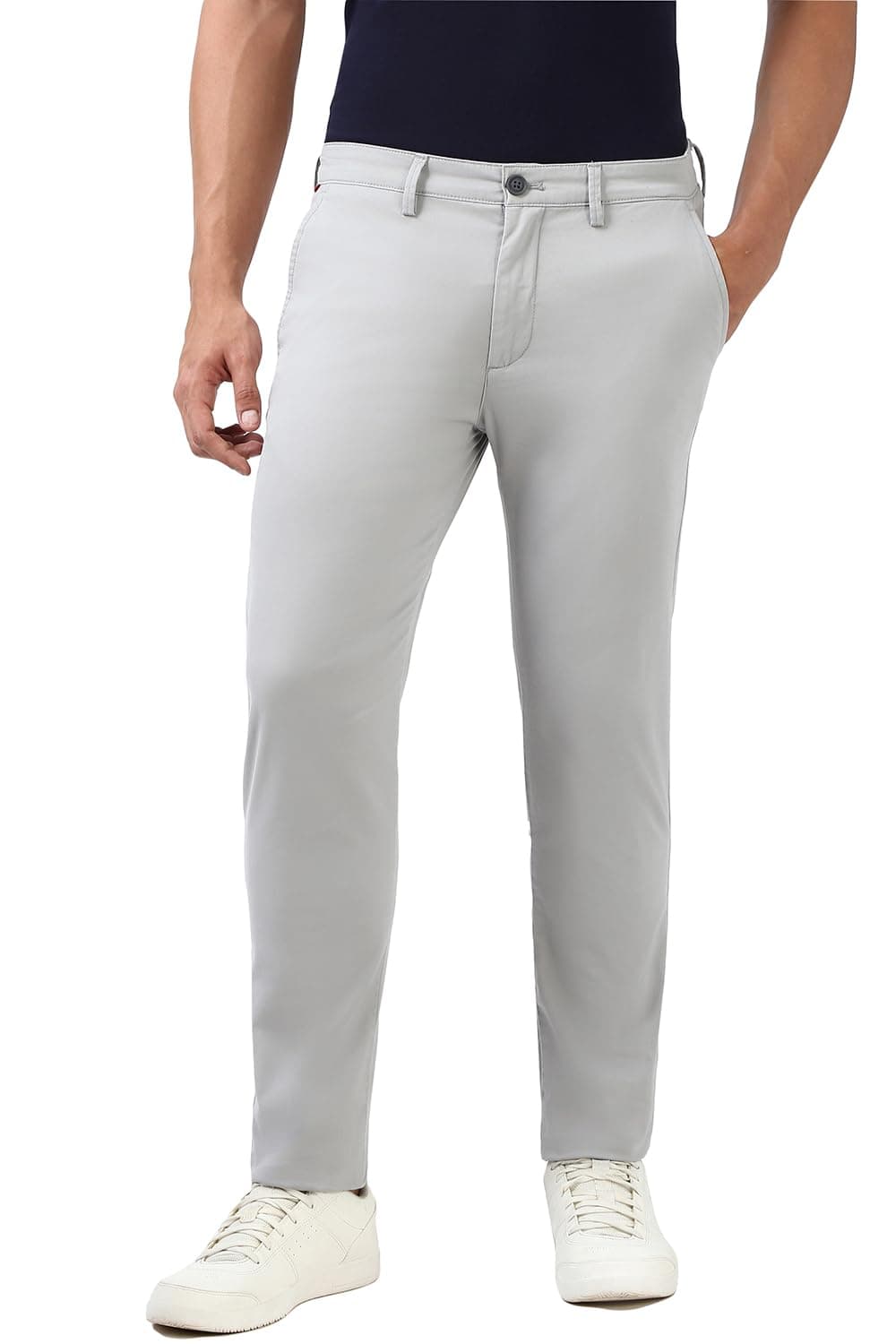 Peter England Men's Slim Fit Mid Rise Super Premium Wrinkle Free Casual Trouser Chinos