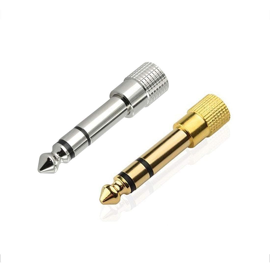 6.3mm Stereo Male to 3.5mm Stereo Female Adapter Converter (Silver 1pc + Gold 1pc)
