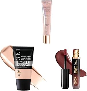 FACES CANADA Celeb Glow Combo | Strobe Cream - Rose Gold, 18ml + Hydra Matte Foundation - Rose Ivory, 18ml + Comfy Matte Wow - Cocoa Crush, 3.8ml | Highlighter | Highly Pigmented | Pack of 3