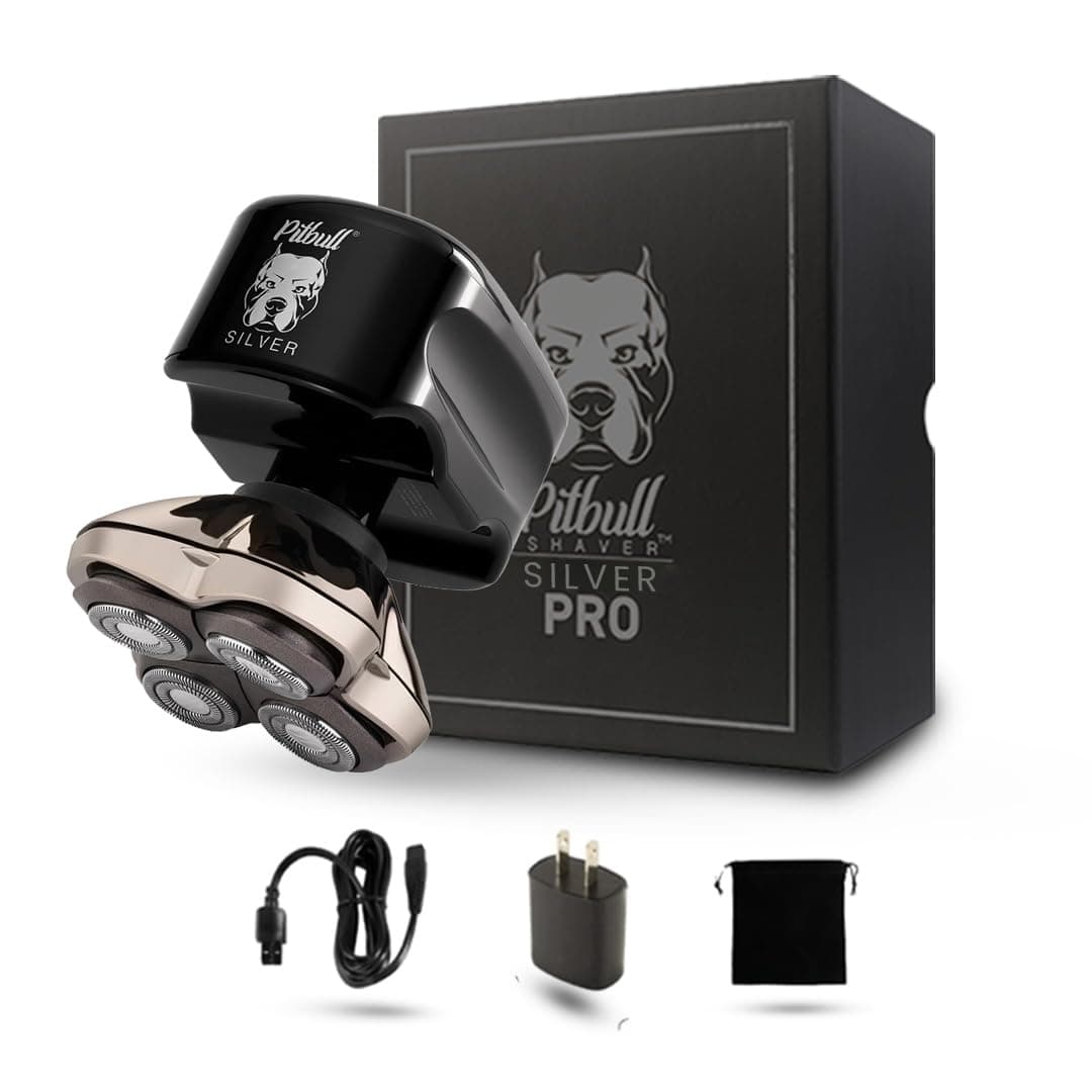 Skull Shaver Pitbull Silver PRO SX5 :Electric Head Shaver for Men, Wet & Dry Bald Head Shaver with Ergonomic Design - Perfect Grooming Kit & Gift for Men