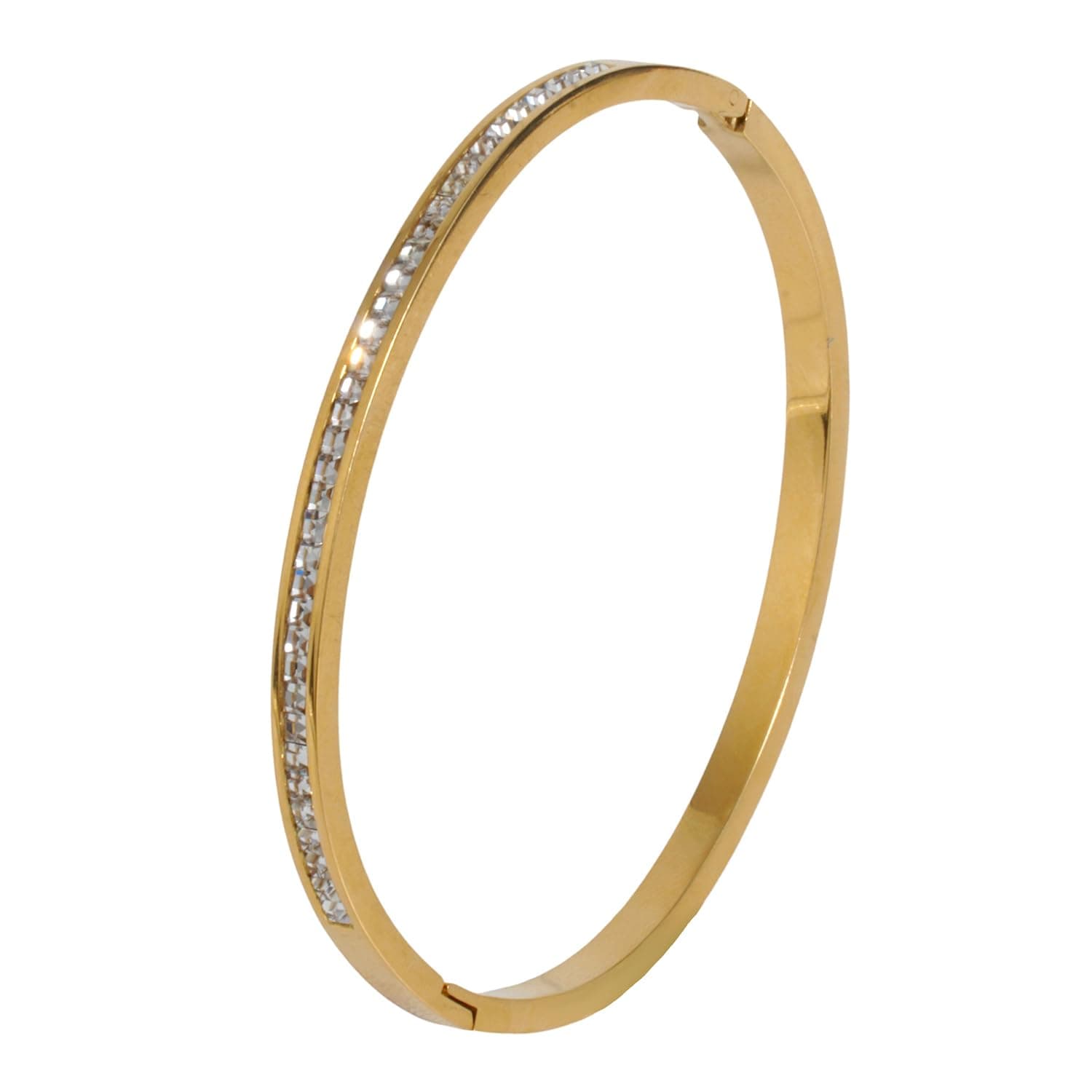 Aaishwarya 18K Gold Plated Tennis Bangle Bracelet, Size: 2.6 | Waterproof Stainless Steel Bangle with Channel Set Zircon | Anti Tarnish Charm Bracelet | Gift for Women and Girls