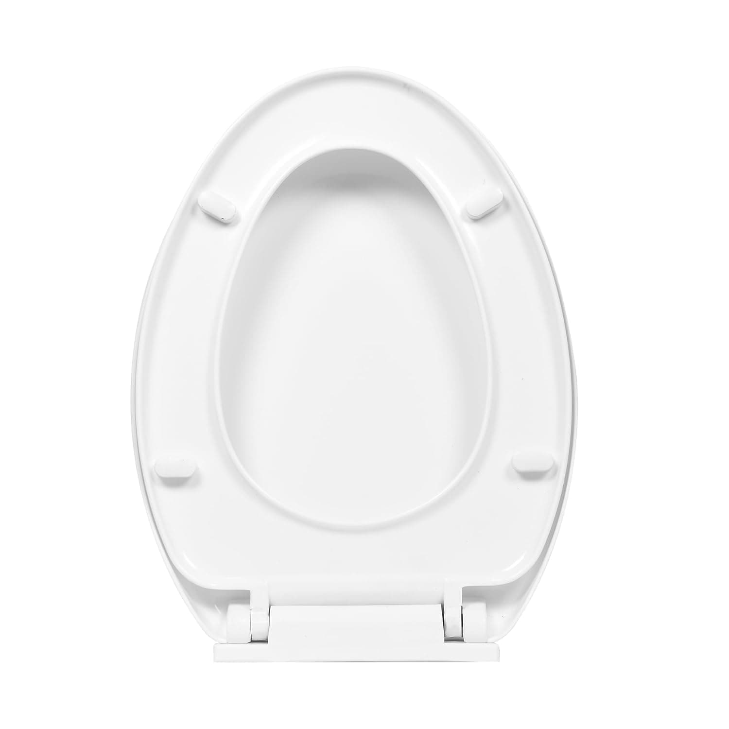 ELEGANT CASA Polypropylene Soft Closing Western Toilet Seat Cover with Stable Hinges - Elongated Shape Design Glossy White Size 46x36 Cm - 1 Set