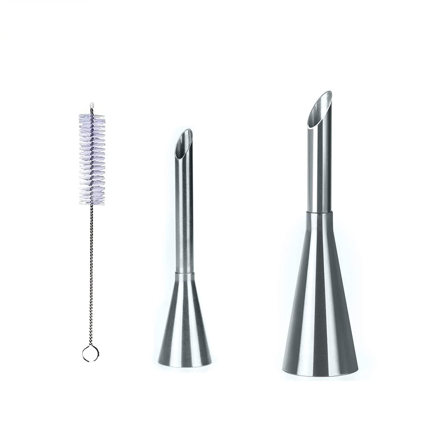 FirstTry Stainless Steel Icing Piping Nozzle Tip Set With Brush | for Pastry, Puff, Cream Roll, Dessert, Doughnut, Cupcake | Cream Puff Decor Bakeware - 3 Pieces