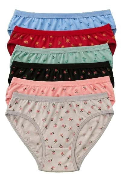 LOURYN KOULYN Combo Pack of 6 Women's Cotton Hipster Innerwear Floral Printed Panties Assorted Briefs with Elastic Inner Wear Multicolor (S to 3XL)