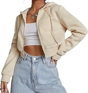 2 Pc Collection Solid Long Hooded Neck Hoodie Zipper Crop Jacket for Women's