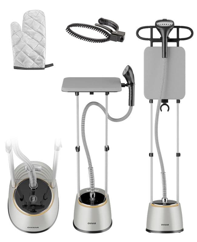 OWNAIR Standing Iron Steamer For Clothes | 2000W Standing Garment Steamer with 1.5L Water Tank, LED Touch Screen, 42g/min Steam, 8 Heat Modes & Adjustable Ironing Board | Vertical & Horizontal Iron