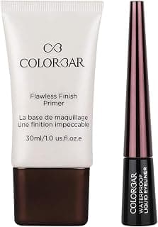 Colorbar Cosmetics Flawless Finish Primer, Transparent, 30 ml & Colorbar Waterproof Liquid Eyeliner, Black, 2.5ml