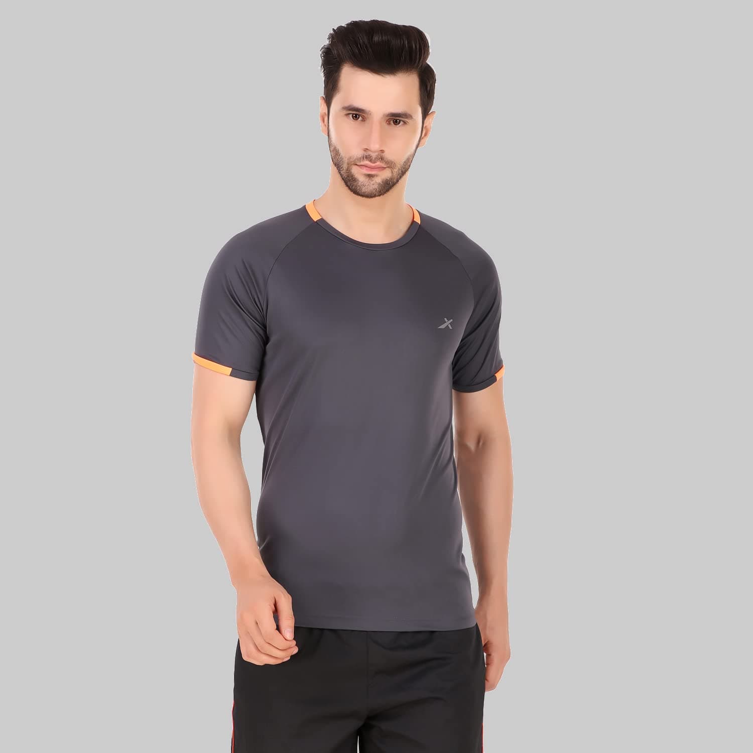 Vector X OMT-197 Men's Polyester Half Sleeve Round Neck T-Shirt(Grey)