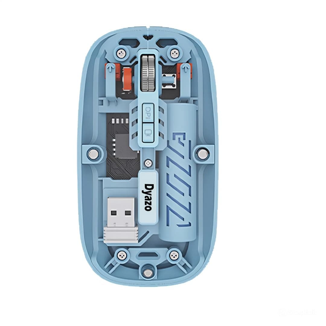 Dyazo Transparent Wireless Mouse | Dual Mode 2.4 GHz + BT 5.2 | Rechargeable Battery | Transparent Design with Noise Free Clicking | Adjustable DPI | Compatible with MacBook, Laptop and PC (Blue)