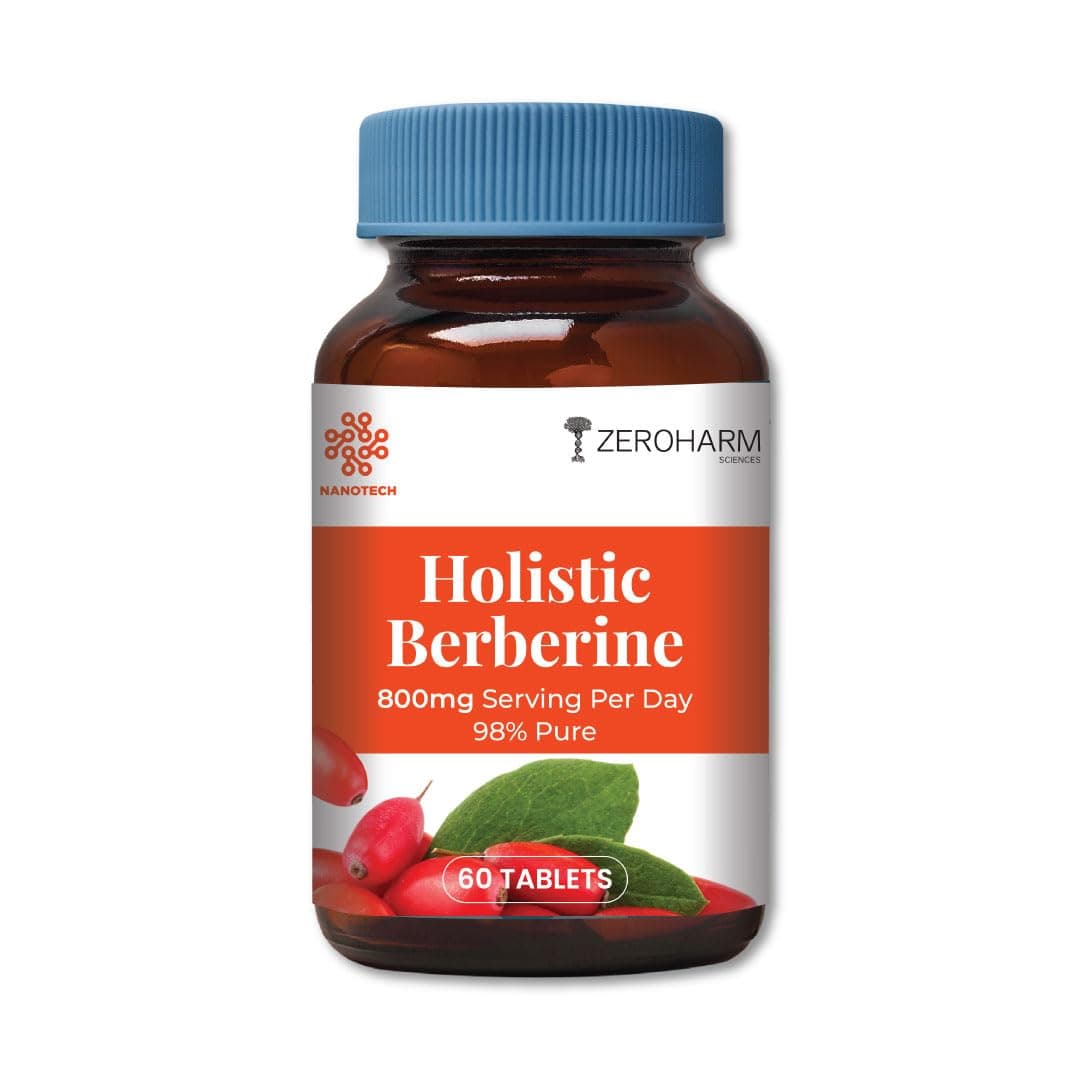 ZEROHARM Holistic Nano Berberine Supplement 98% Pure | Plant-based Berberine Tablets with 800mg per serving | Supports Blood Sugar, Metabolism, Cholesterol Levels & Hormonal Balance | 60 Tablets