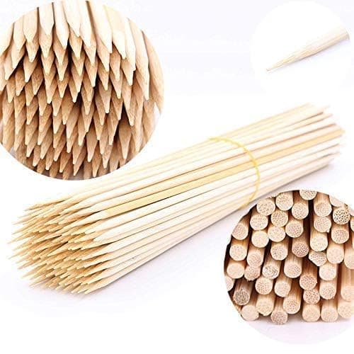 SANWALSA [Pack of 100 Sticks, 16 inch, 5mm] Barbeque Skewers Sticks | Bamboo BBQ Skewer Sticks | Perfect for Grilling, Roasting & Party Treats | Ideal for Parties & Camping