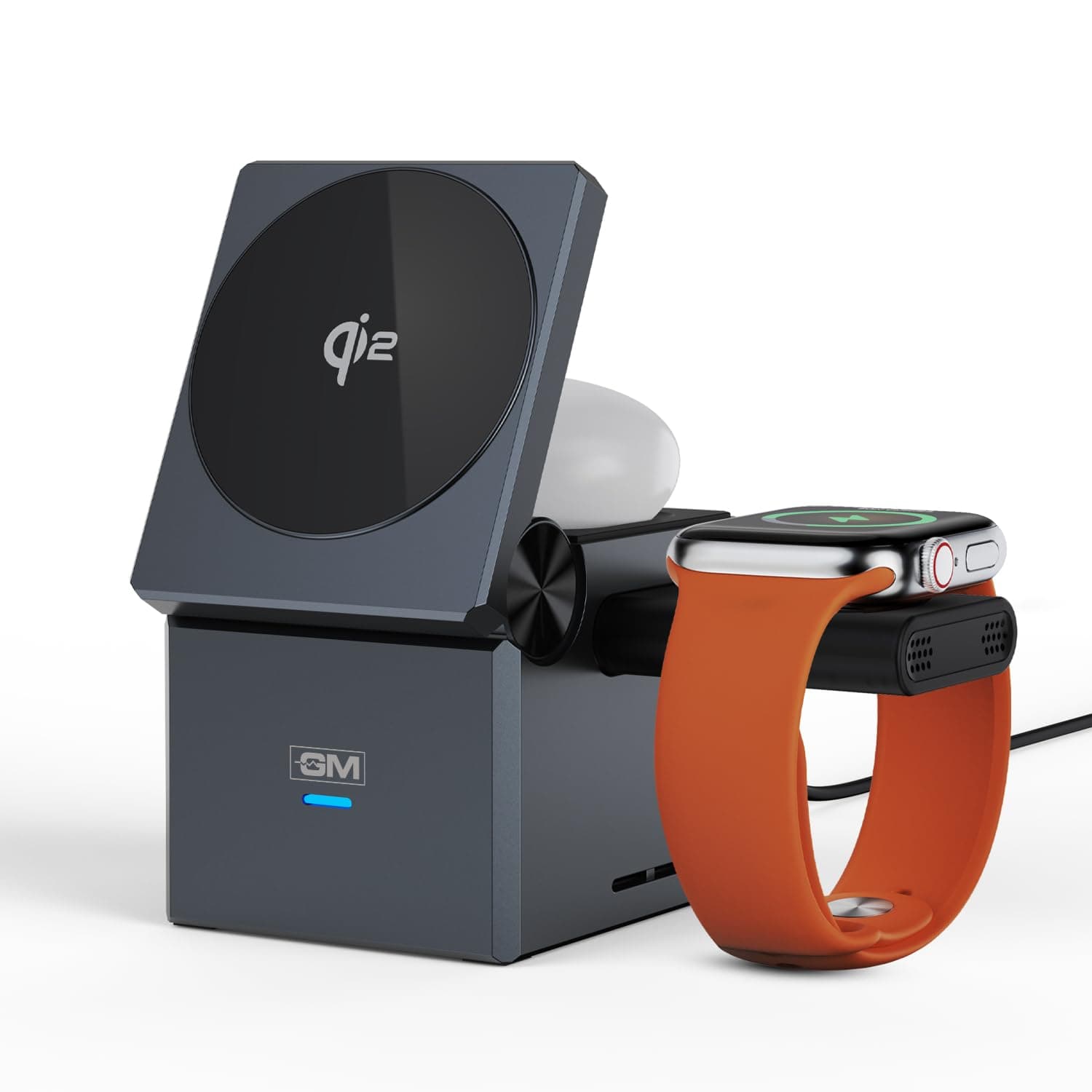 GM G+ iSmart Qi2 3-in-1 Cube Wireless Charger |Fast Charging for iPhone 12/13/14/15/16/17, AirPods Pro/3/2, All Apple Watch Series, Advanced Qi2 Technology, Compact Size, Detachable Watch Module