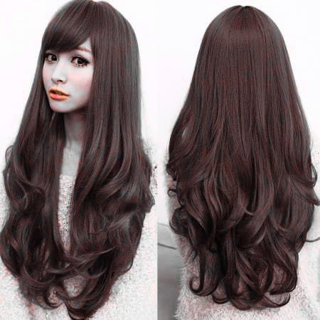 Artifice 26inch Stylish Straight Wavy Wig Hair Extension Wig Cap Brown With Blonde