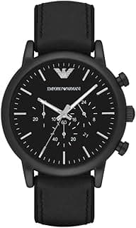 Emporio Armani Emporio Armani Chronograph Black Dial Men's Watch - AR1970 Genuine Leather, Black Strap