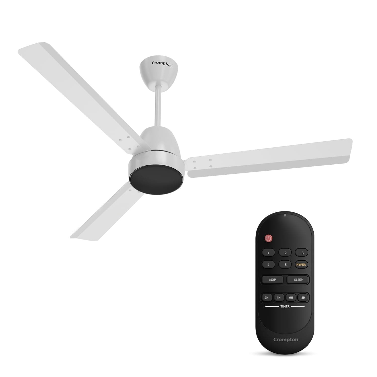 Crompton Energion Nucleoid 1200mm BLDC Ceiling Fan | Remote Control | BEE 5 Star Rated | Upto 60% Energy Efficient | 24 Watt | High Air Delivery | Low Noise | 4 Years Brand Warranty | Silver White